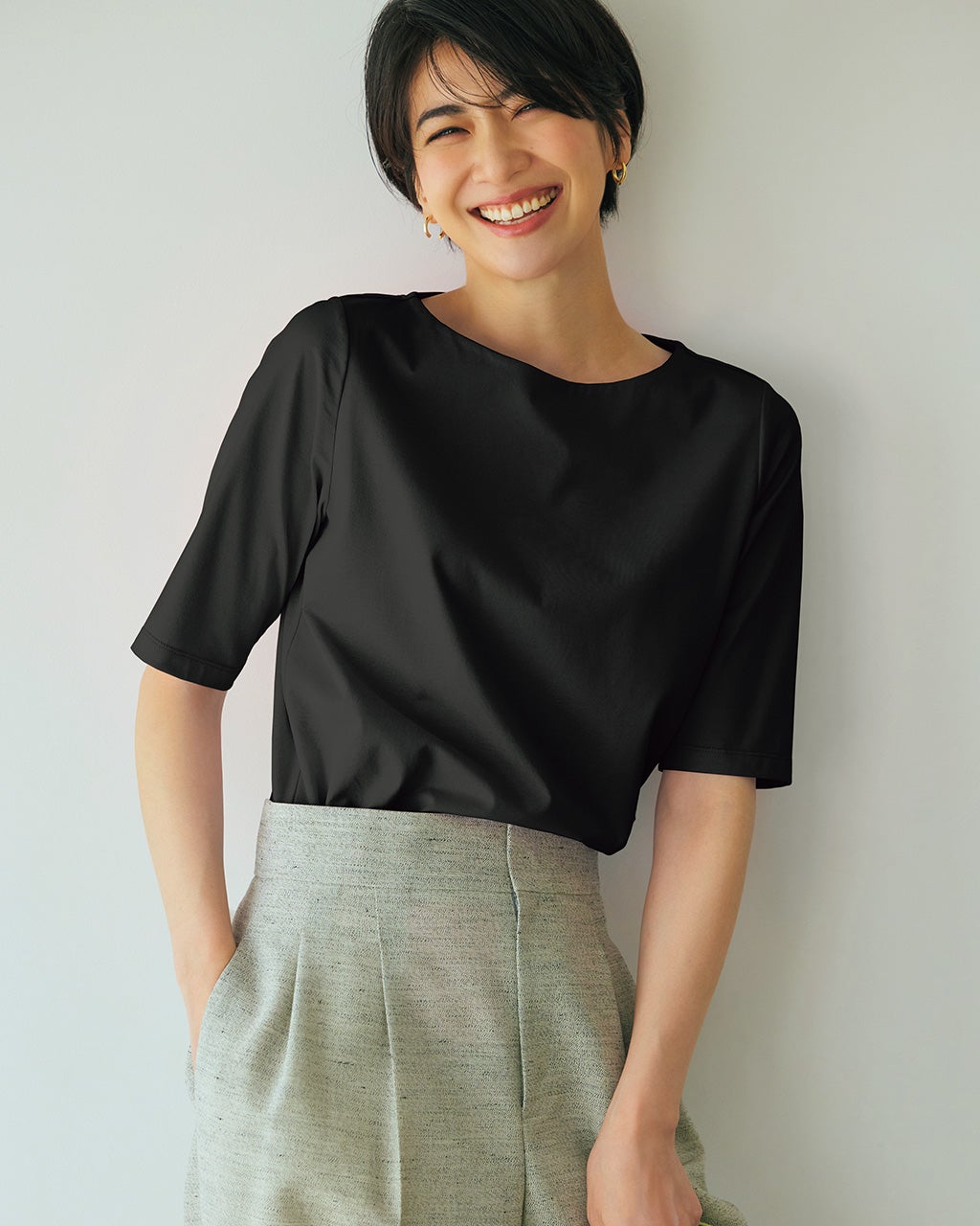 レディース Tシャツ・カットソー（七分袖）（ブラック）一覧/40