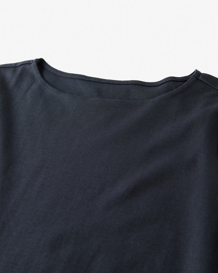 ボートネック・5分袖／スーピマ・ドゥクラッセTシャツ 詳細画像 ミッドナイトブルー 2