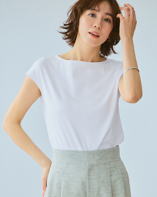 ボートネック・フレンチ袖／スーピマ・ドゥクラッセTシャツ