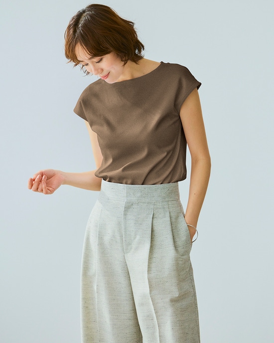 ボートネック・フレンチ袖／スーピマ・ドゥクラッセTシャツ