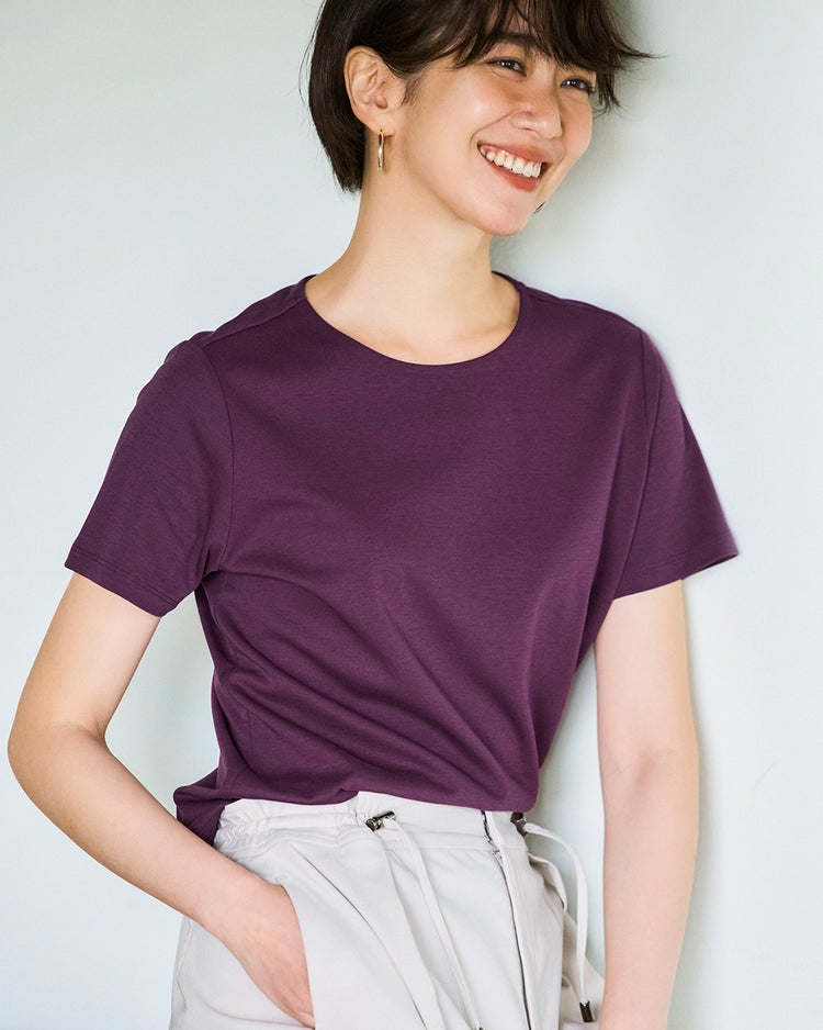 クルーネック・半袖／スーピマ・ドゥクラッセTシャツ 詳細画像 プラム 1