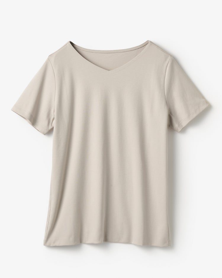 浅Vネック・半袖／スーピマ・ドゥクラッセTシャツ 詳細画像 ライトグレー 3