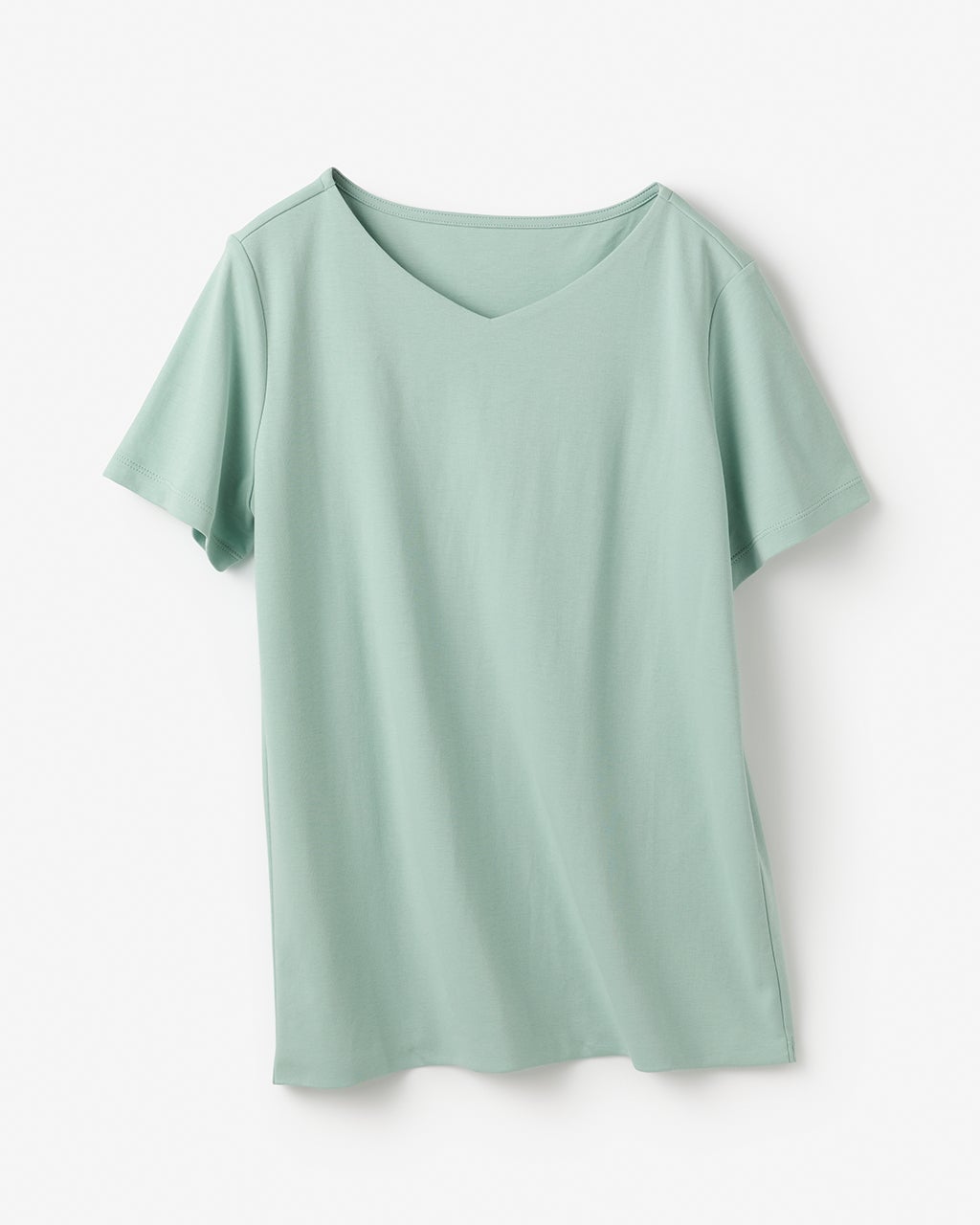 浅Vネック・半袖／スーピマ・ドゥクラッセTシャツ/40代50代から