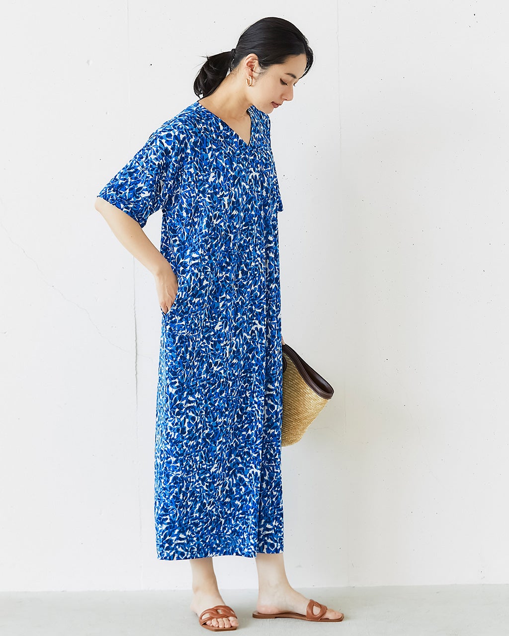 UVスラブ・フロントタックワンピース／長め丈115㎝/DoCLASSE