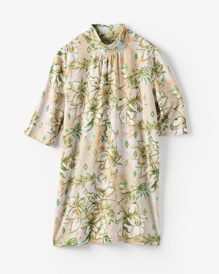 UVスラブ・ギャザーハイネックブラウスN／5分袖 詳細画像 エクルー 1