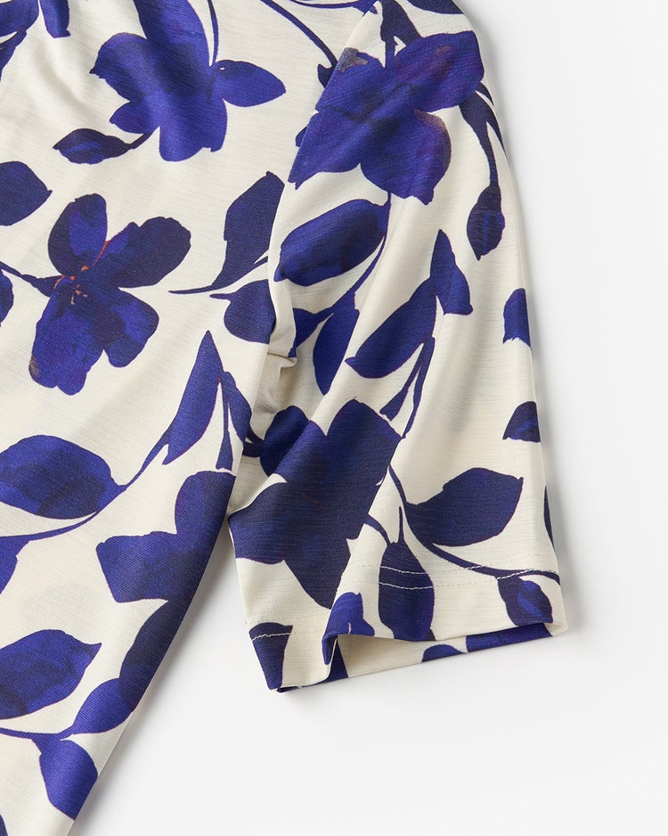 UVスラブ・ギャザーハイネックブラウスN／5分袖 詳細画像 ディープマリン 4