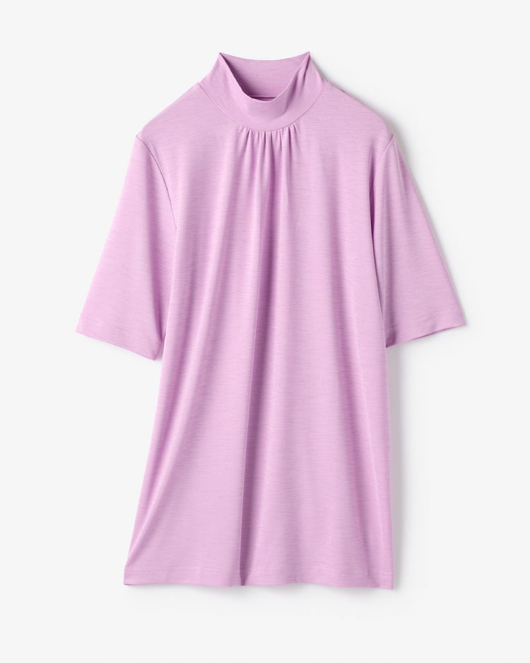 UVスラブ・ギャザーハイネックブラウスN／5分袖 詳細画像 ライラック 1