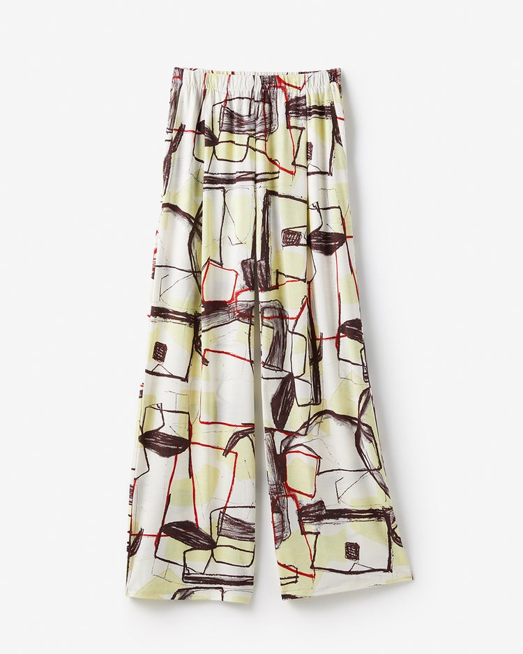 UVスラブ・セミワイドパンツ／柄 68cm 詳細画像 ベージュ&times;ホワイト 1