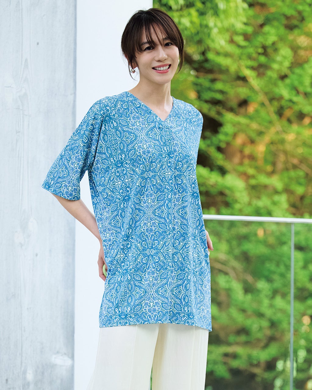 artipur tシャツ チュニック カットソー レディース 無地 7分袖 50代 40代 綿 売れ筋商品|||トップス 春 夏 秋 コットン ブルー Tシャツ 七分丈袖 レディース 40代 50代 カットソー 無地 サマー