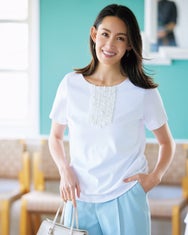 シフォンフリル／スーピマ・ドゥクラッセTシャツ