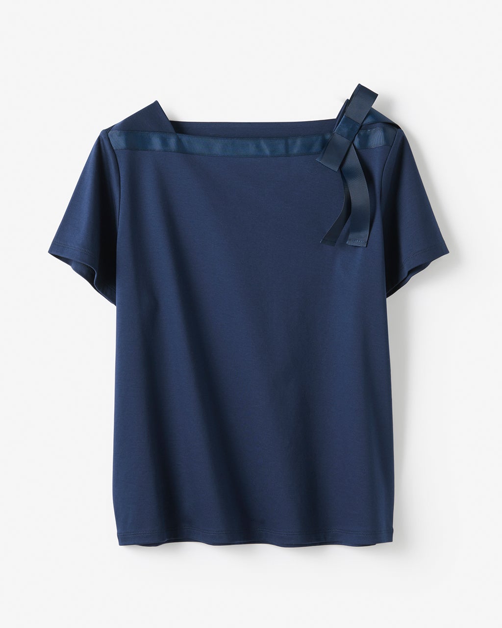 N♡ページ リボンデザイン・ボートネックプルオーバー/40代50代からの