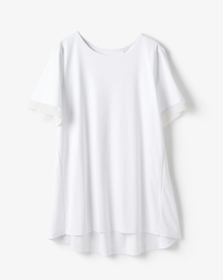 シアー二重袖長め丈／スーピマ・ドゥクラッセTシャツ 詳細画像 ホワイト 3