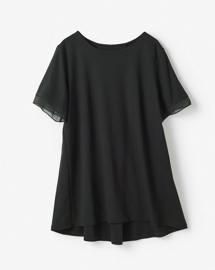 シアー二重袖長め丈／スーピマ・ドゥクラッセTシャツ 詳細画像 ブラック 4