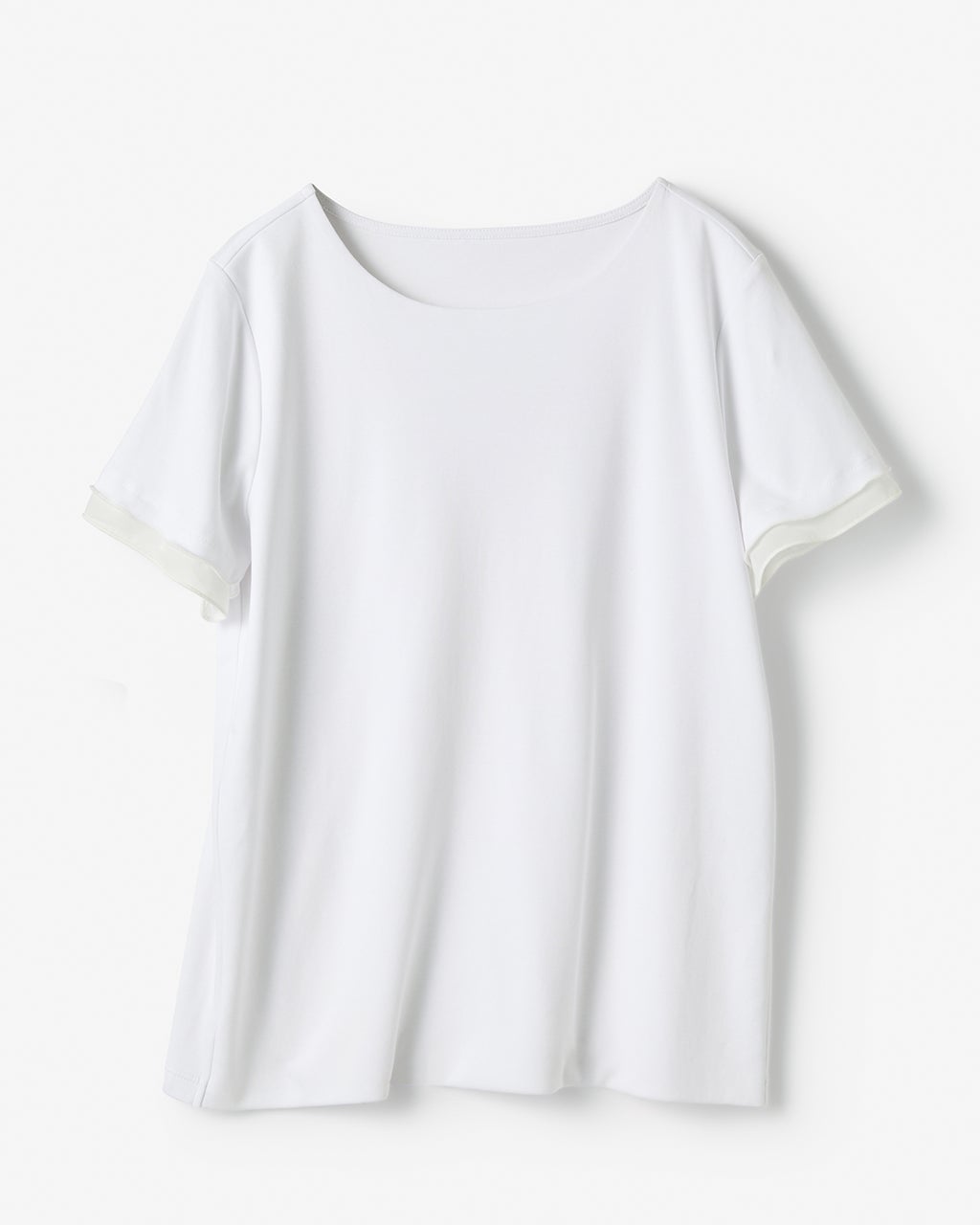 ま*る様 しろみばいあス Ｍサイズ シアー二重袖／スーピマ・ドゥクラッセTシャツ/40代50代からの