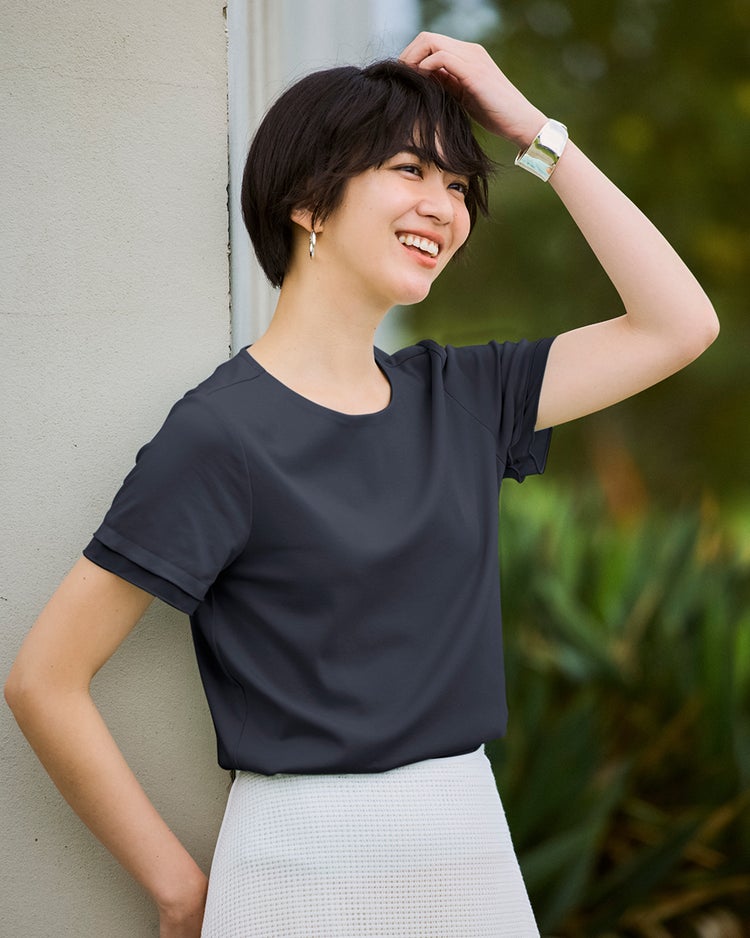 シアー二重袖／スーピマ・ドゥクラッセTシャツ 詳細画像 ミッドナイトブルー 1
