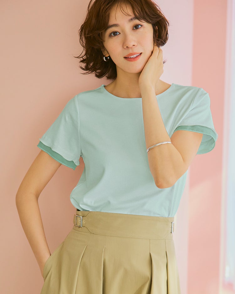 シアー二重袖／スーピマ・ドゥクラッセTシャツ 詳細画像 グリーングレー 1