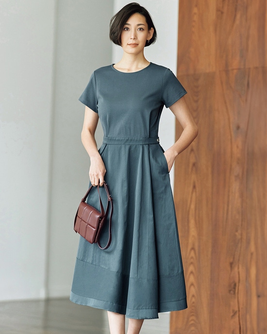 異素材コンビ・アシンメトリーワンピース