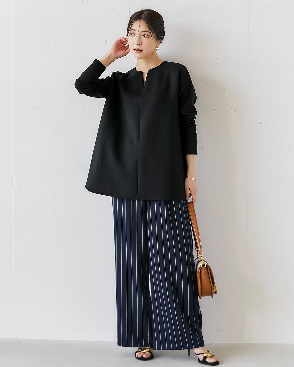 【Ma-chan★】美品♡セオリー ストライプリネン風ウール パンツスーツ リネンタッチストライプ・ワイドパンツ/DoCLASSE