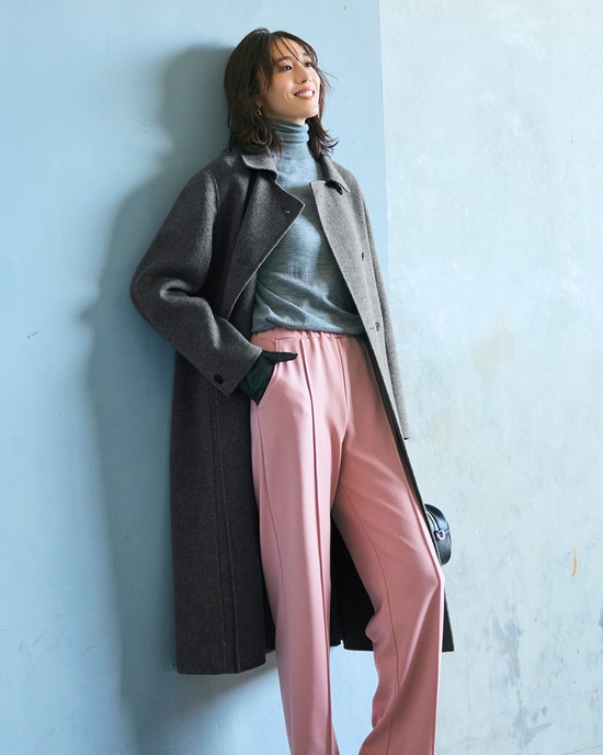 ピュアウールリバー・ダブルブレストロングコート