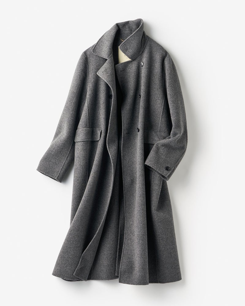 ピュアウールリバー・ダブルブレストロングコート 詳細画像 グレー 4