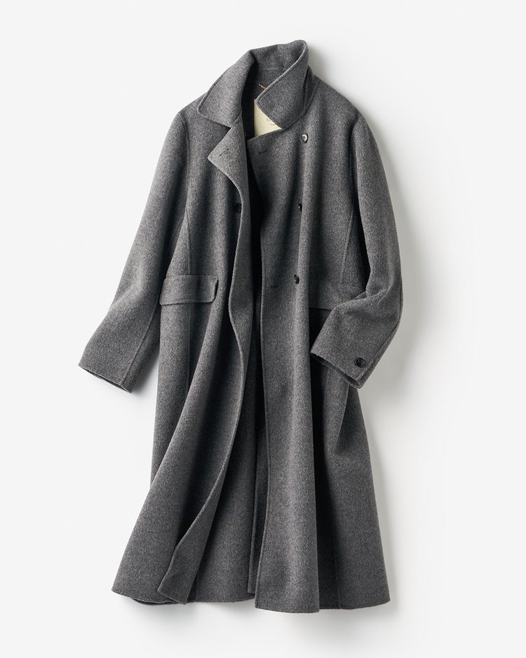 ピュアウールリバー・ダブルブレストロングコート 詳細画像 グレー 4