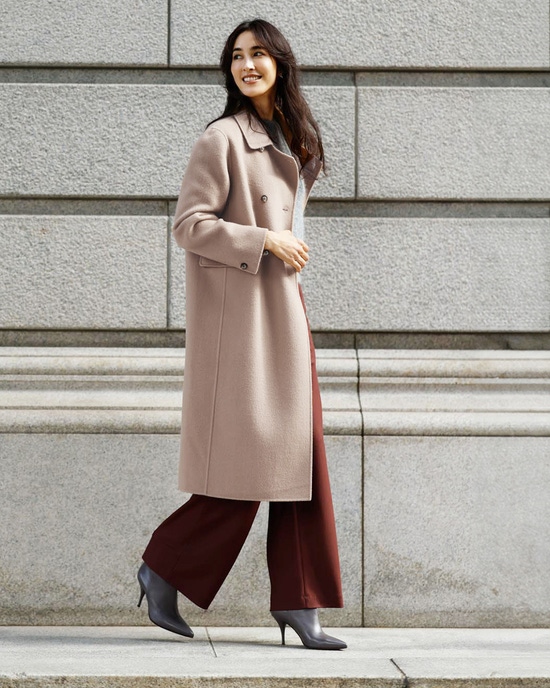 ピュアウールリバー・ダブルブレストロングコート