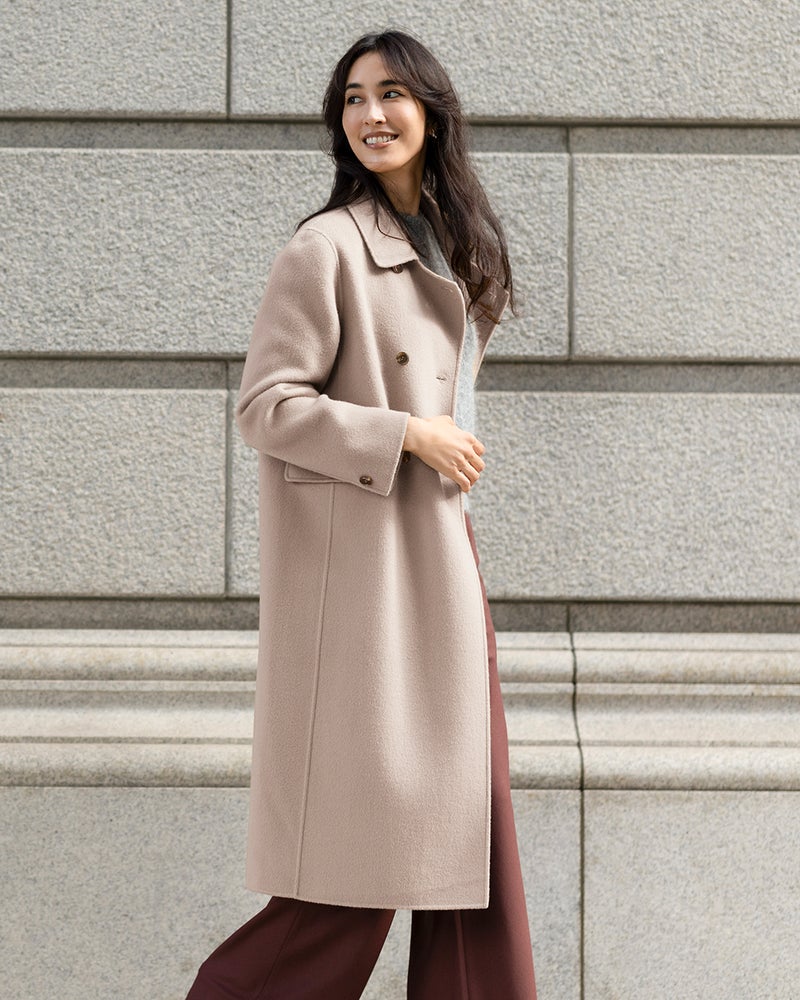 ピュアウールリバー・ダブルブレストロングコート 詳細画像 ストーン 2