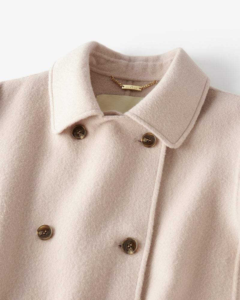 ピュアウールリバー・ダブルブレストロングコート 詳細画像 ストーン 3