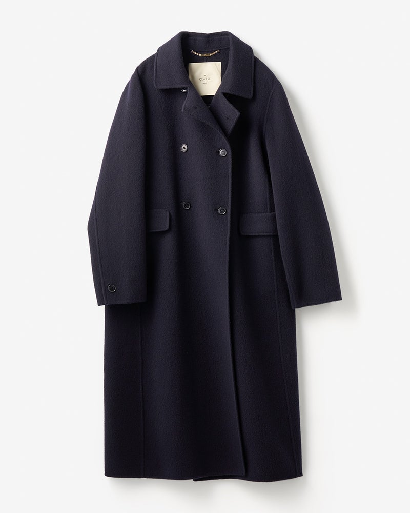 ピュアウールリバー・ダブルブレストロングコート 詳細画像 ミッドナイトブルー 4