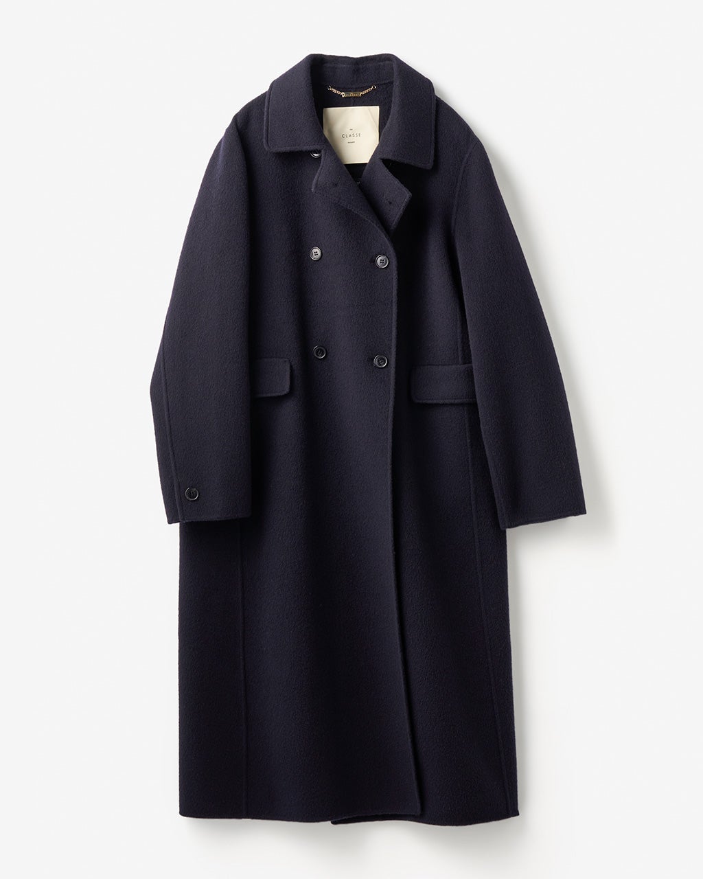 ピュアウールリバー・ダブルブレストロングコート/40代50代からの