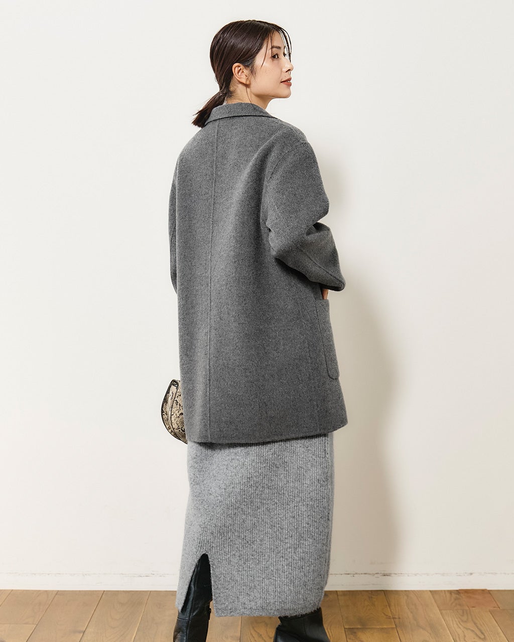 DoCLASSE ピュアウールリバー・ミドルステンコート グレー/ 13号