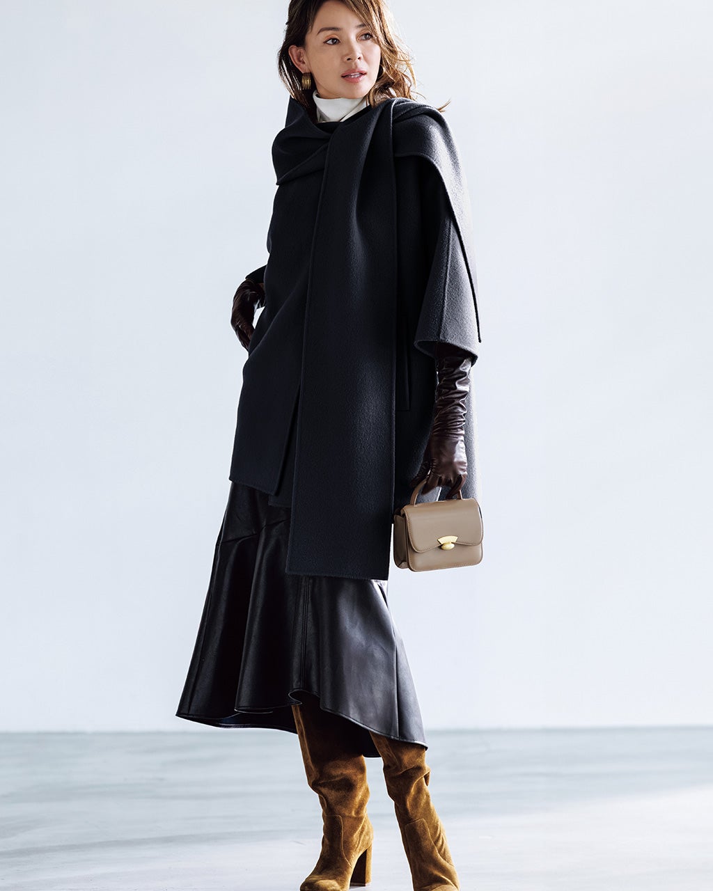 ピュアウールリバー・フードストールコート/40代50代からの