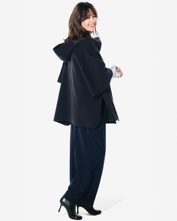 ピュアウールリバー・フードストールコート 詳細画像 ミッドナイトブルー 3