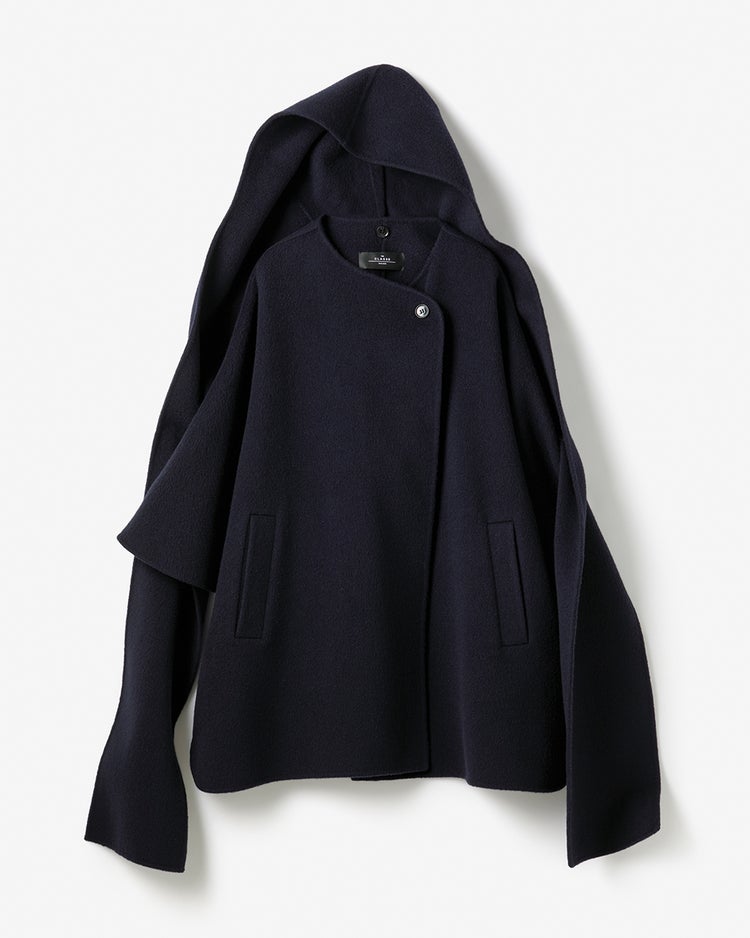 ピュアウールリバー・フードストールコート 詳細画像 ミッドナイトブルー 5