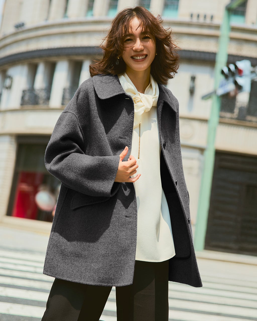 DoCLASSE THE CLASSE ミドル丈コート カシミヤ混ウールリバー・2WAYミドルコート/40代50代からの