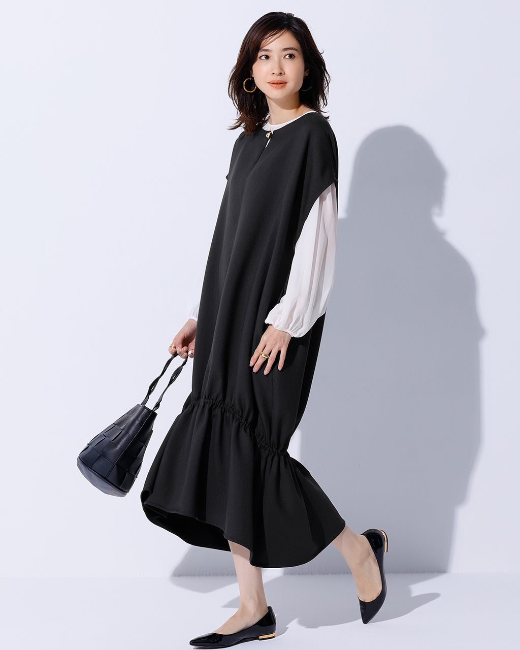 トクコのストレッチワンピース 二重織ストレッチ・コクーンワンピース/40代50代からのレディース