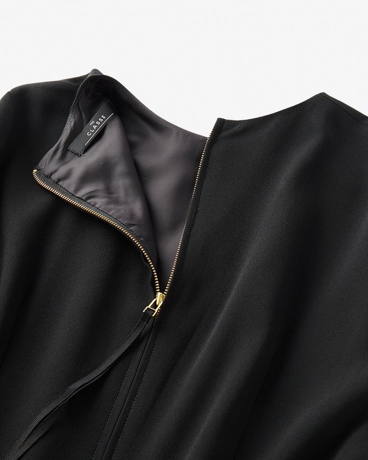 トリアセジョーゼット・2WAY袖ワンピース 詳細画像 ブラック 7