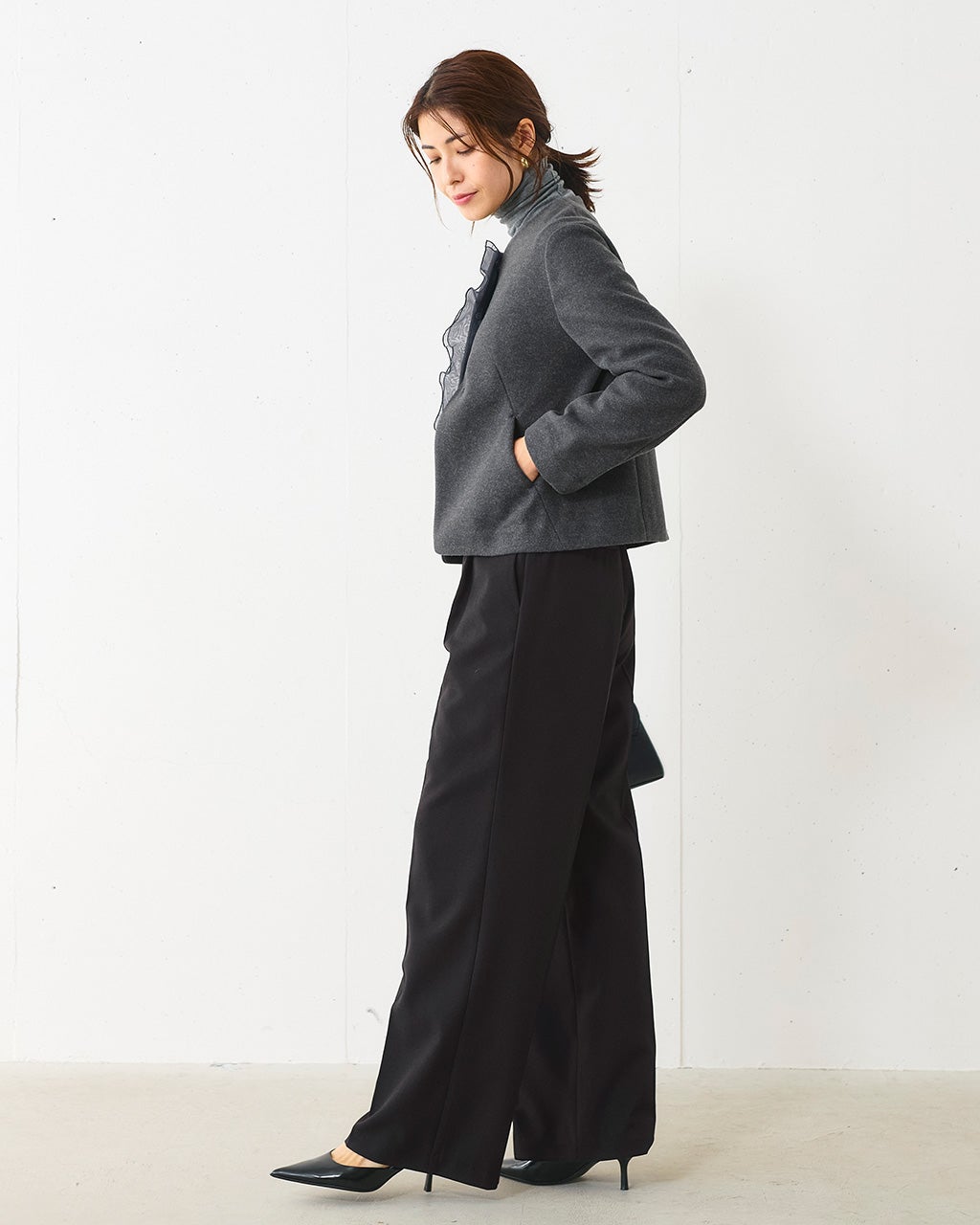 グラシエツイル・タックセミワイドパンツ/40代50代からの