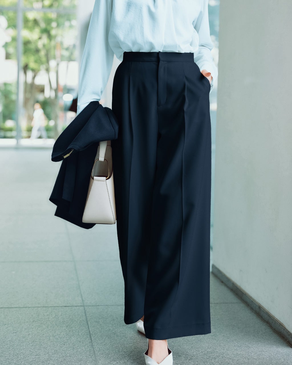 グラシエツイル・タックセミワイドパンツ/40代50代からの