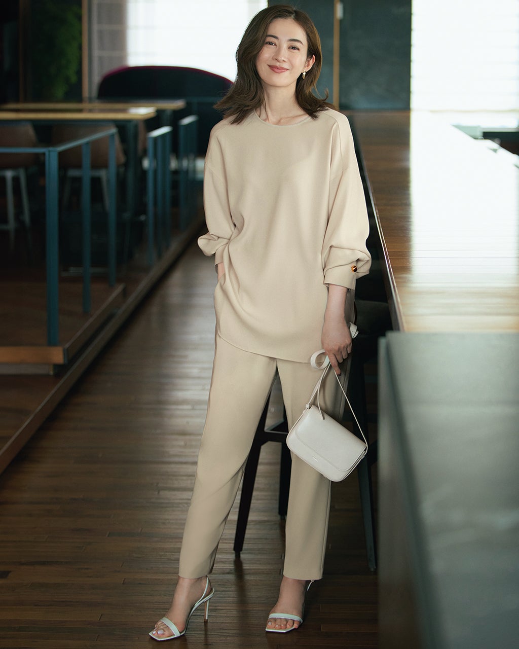 ストレッチジョーゼット・ラウンドブラウス/40代50代からのレディース