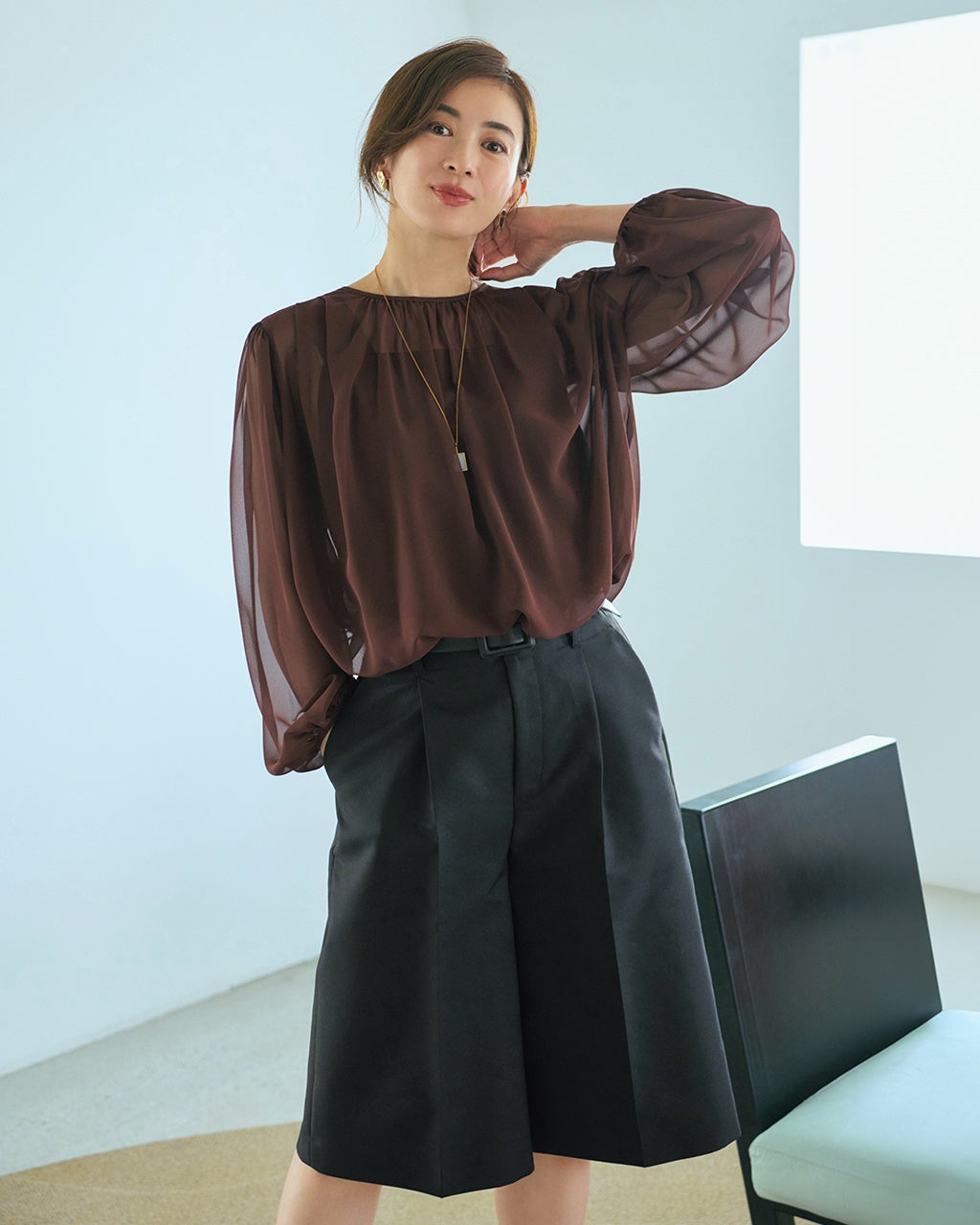 IENA シアージョーゼット ギャザーブラウス シアージョーゼット ギャザーブラウス（シャツ／ブラウス