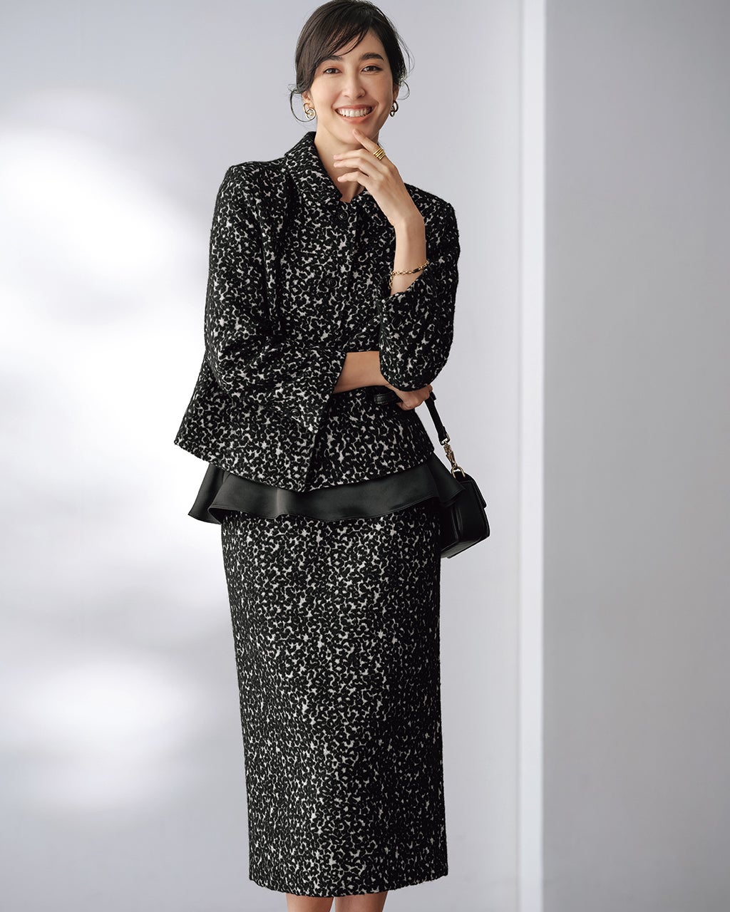 レオパードジャカード・2WAYペプラムスカート/40代50代からの