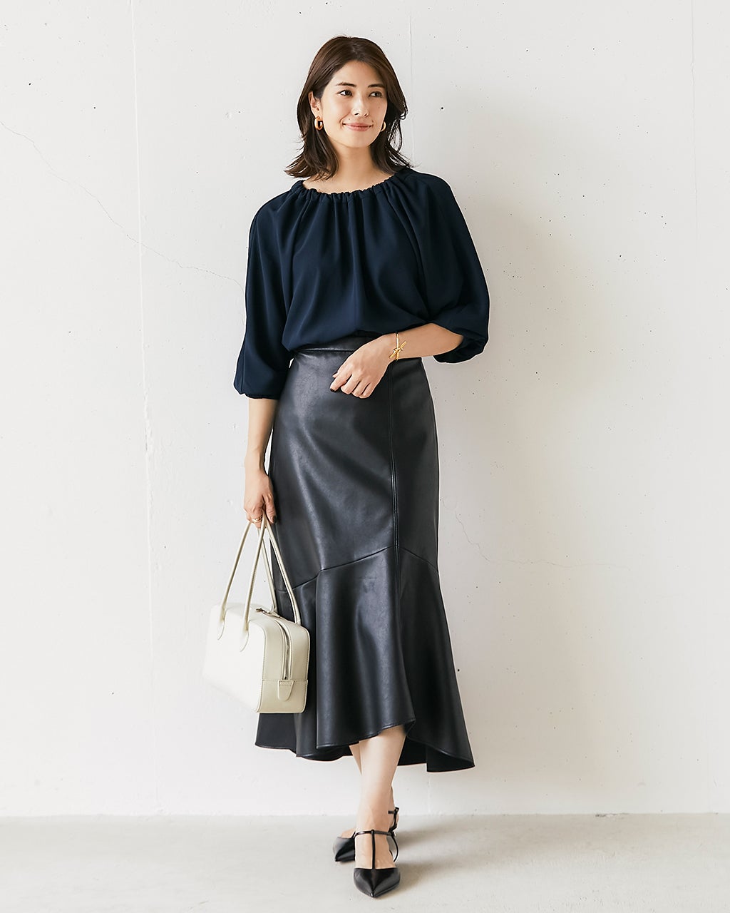 フェイクレザー・マーメイドスカート/40代50代からのレディース