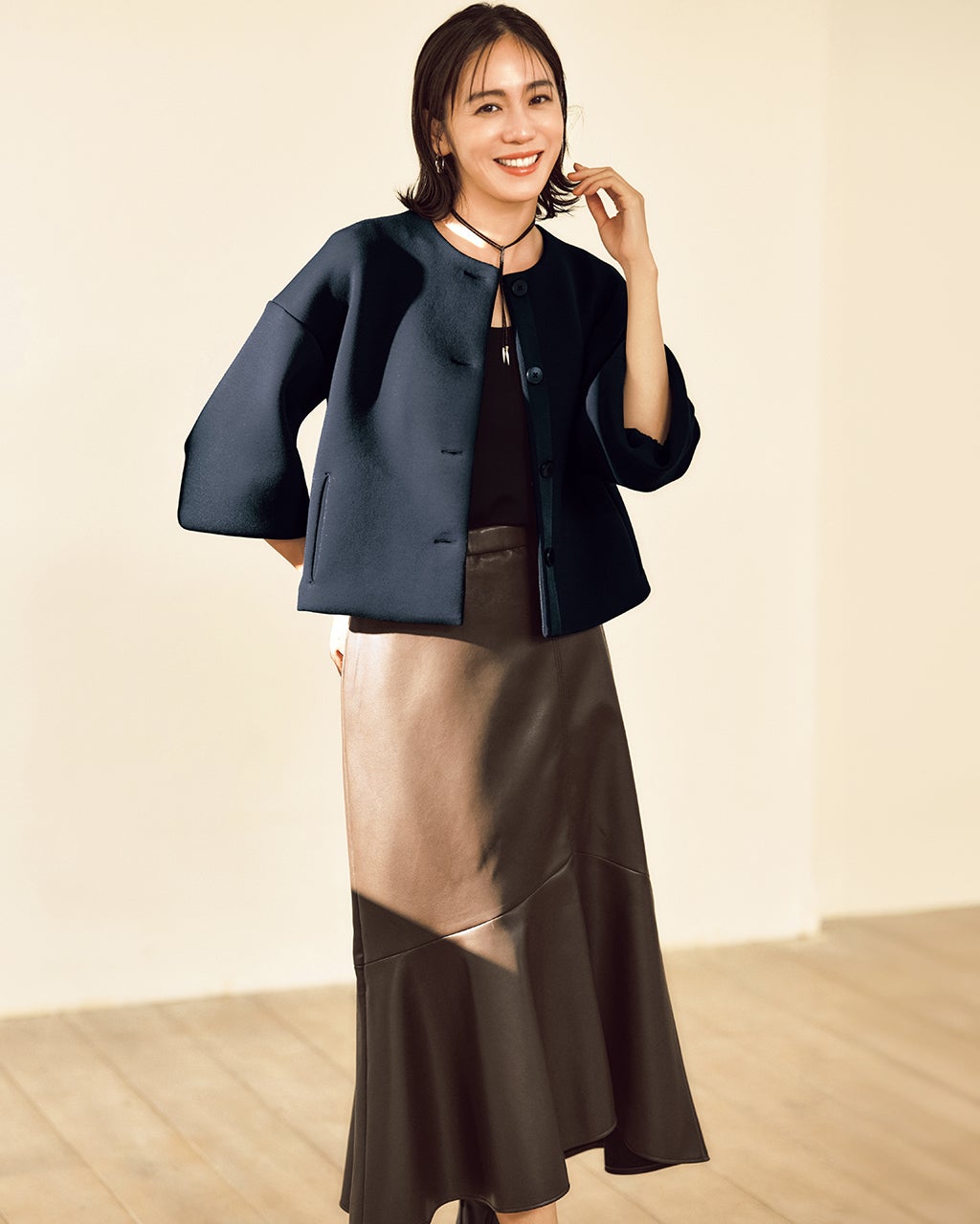 フェイクレザー・マーメイドスカート/40代50代からのレディース