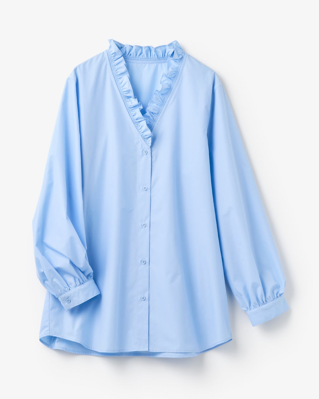 フリルデザイン・Vネックシャツ/40代50代からのレディースファッション