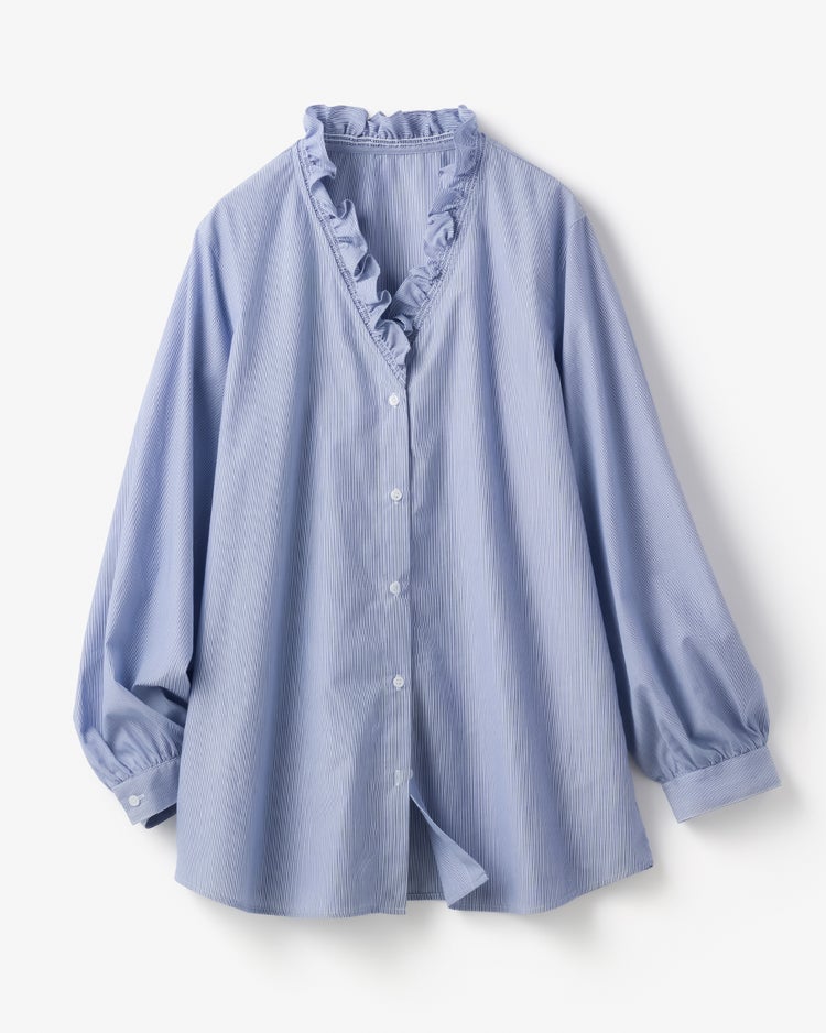 フリルデザイン・Vネックシャツ 詳細画像 ストライプ 5