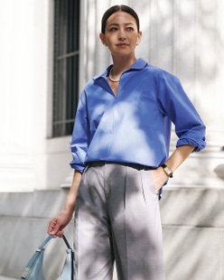 ラウンドカラー・スキッパーシャツ