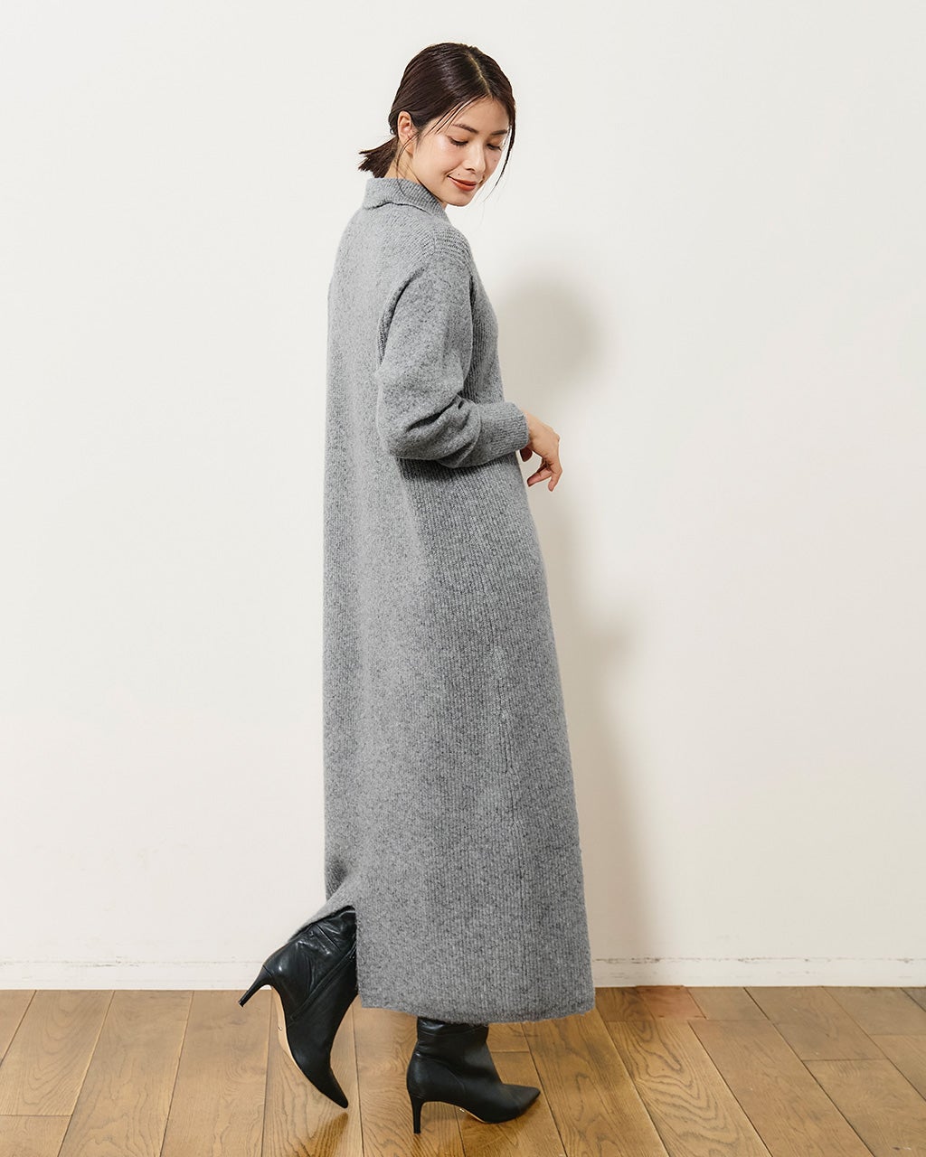 ウール混タム・ワイドカラーワンピース/DoCLASSE