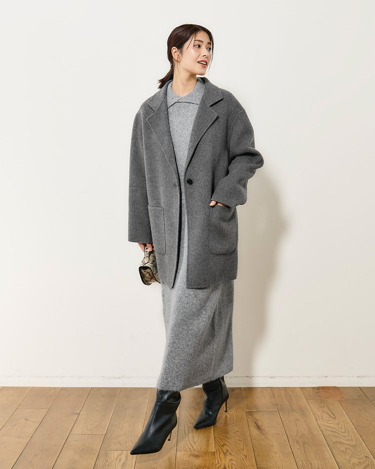 ウール混タム・ワイドカラーワンピース 詳細画像 ライトグレー 5