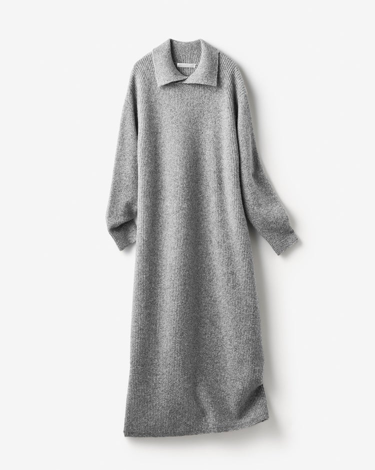 ウール混タム・ワイドカラーワンピース 詳細画像 ライトグレー 8